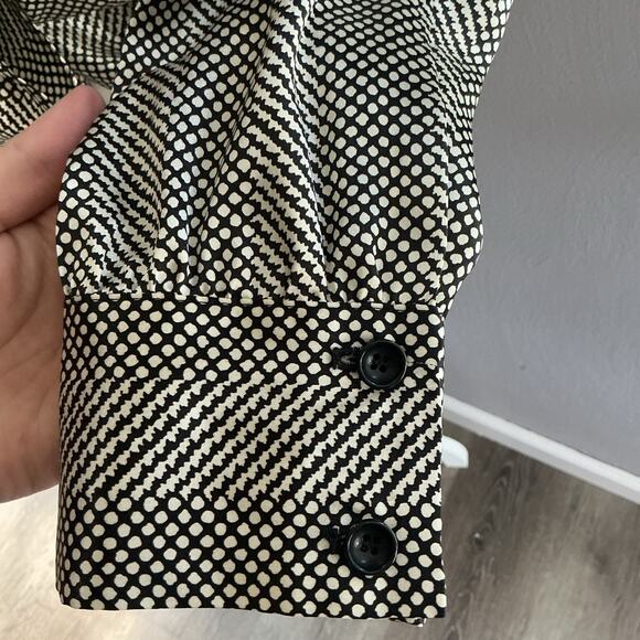 The Look Randolph Duke Vintage Long Sleeve High Collar Tie Front Blouse Women 10 - Picture 4 of 12